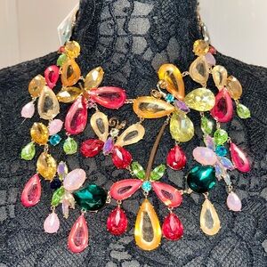 NWT Piper K Colorful Butterfly Gemstone Statement Necklace